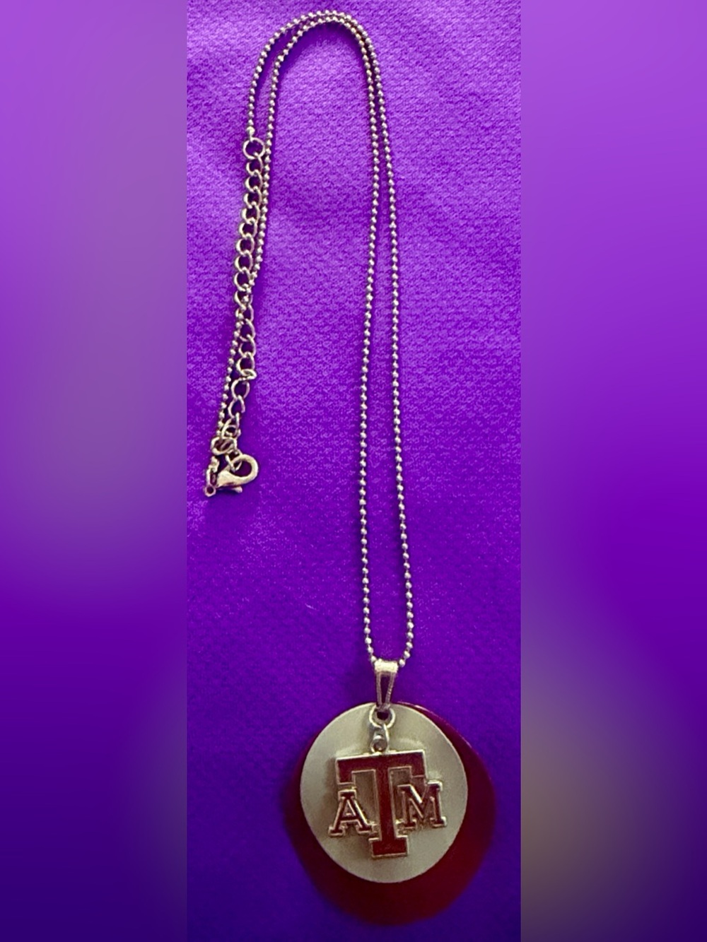 Texas A&M Round Logo Pendant Necklace - Silver Tone